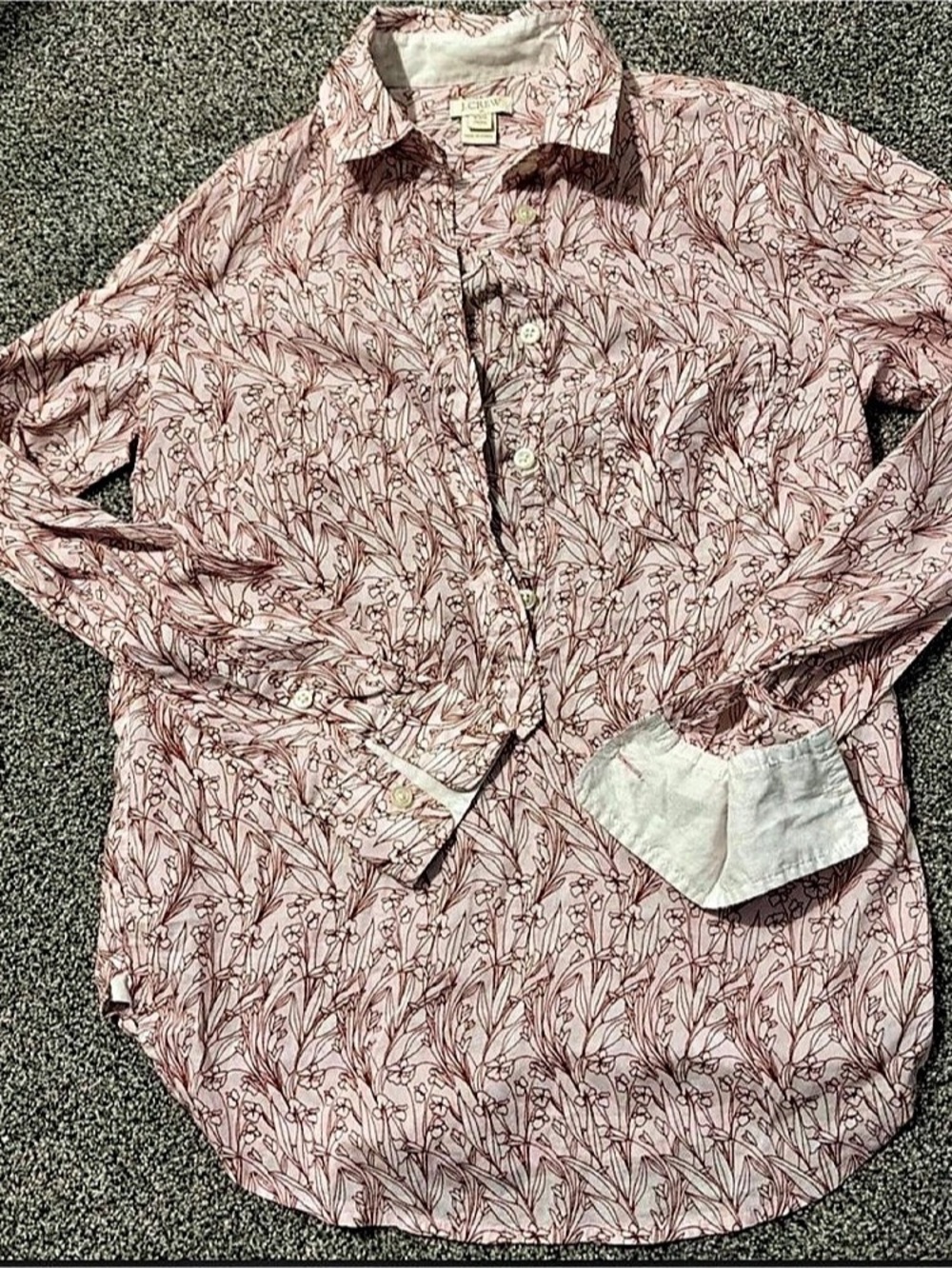 J.Crew Floral Button Down Shirt in Pink & White Size XXS Petite Like New